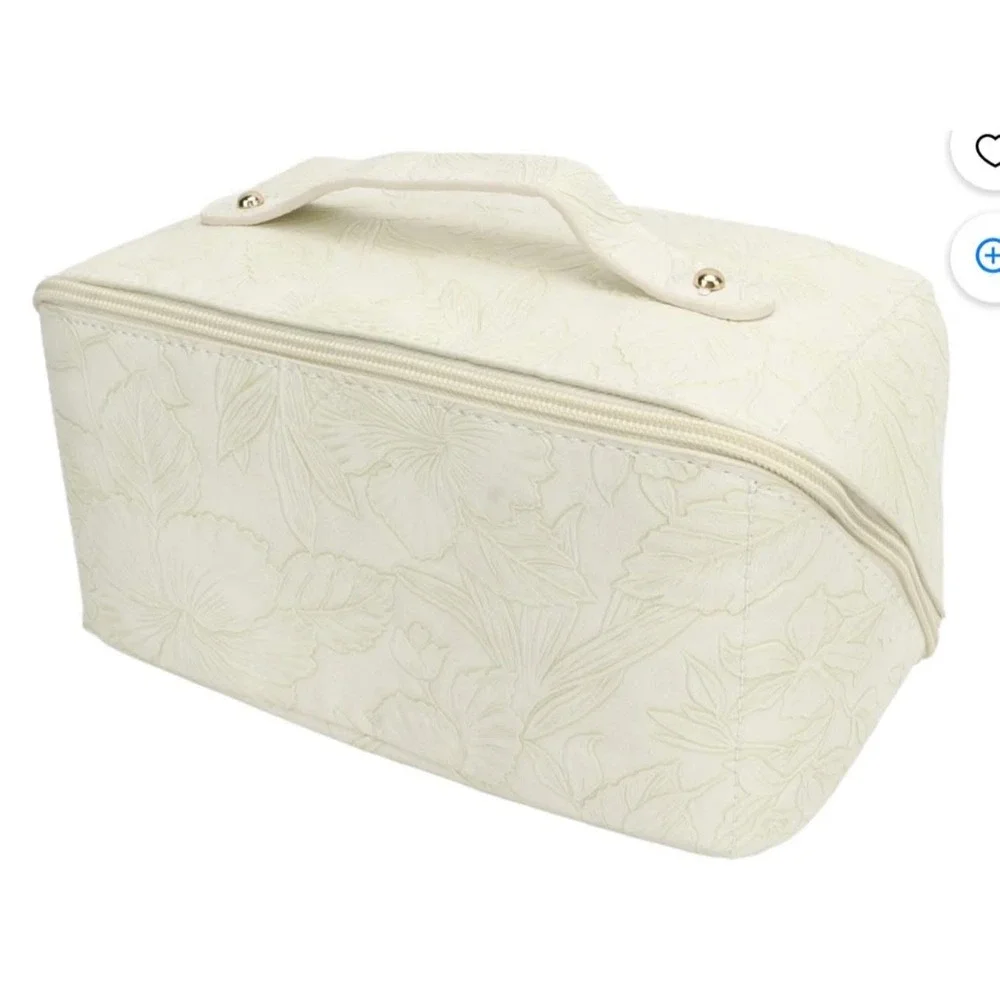 Elegant Floral Embossed‎ Cosmetic Bag Makeup Organizer Travel Toiletry Bag NWT